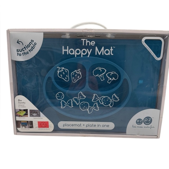 Ezpz Other - Ezpz Blue The Happy Mat Silicone Suction All In One Baby Dish & Placemat 9+Month